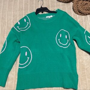 Green Smiley Face Sweater